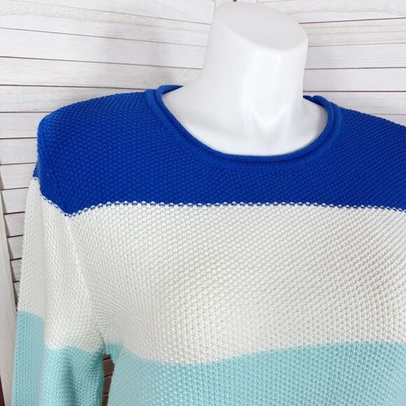 St. John’s Bay Striped Color Block Waffle Knit Sweater XL Pullover Nautical - Picture 5 of 11